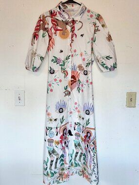 CIVICO 51 Made in Italy Novelty Pattern Midi Shirt Dress